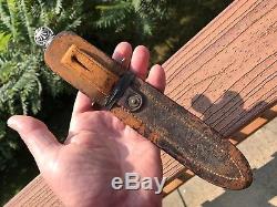 Antique CIVIL War Spearpiont Bowie Knife Manson Sheffield Etched Panel Blade