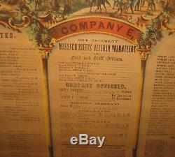 Antique COMPANY E MASSACHUSETTS VOLUNTEERS Civil War Military Register PRINT