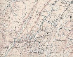 Antique CSA US Civil War Map GEORGIA ALABAMA TENNESSEE Atlanta GA Huntsville AL