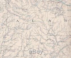 Antique CSA US Civil War Map GEORGIA ALABAMA TENNESSEE Atlanta GA Huntsville AL