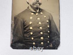 Antique C. 1860's Civil War Soldier Tintype Photograph with Three Rows of Buttons