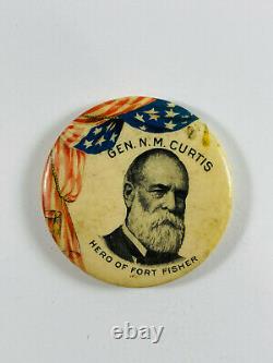 Antique Celluloid Newton Martin Curtis Civil War General Pin Pinback NY