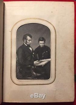 Antique Civil War CDV Photograph Book Union Generals Abraham Lincoln & Son Tad