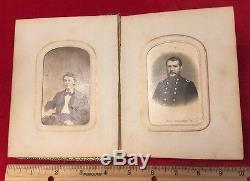 Antique Civil War CDV Photograph Book Union Generals Abraham Lincoln & Son Tad
