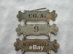 Antique Civil War CO. A. 9TH W. VIRGINIA VOL. INF. Ladder Badge Pin Initialed L. D