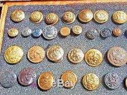 Antique Civil War Confederate CSA 65-Buttons Collection Military Navy Army USA