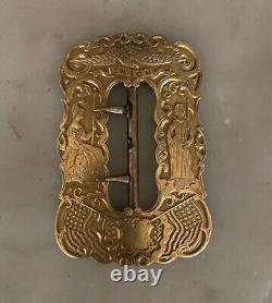 Antique Civil War Era 14k Solid Yellow Gold Union Sash Buckle Engraved 20g