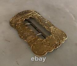 Antique Civil War Era 14k Solid Yellow Gold Union Sash Buckle Engraved 20g