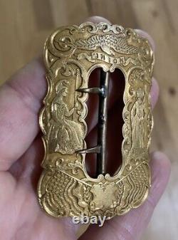 Antique Civil War Era 14k Solid Yellow Gold Union Sash Buckle Engraved 20g