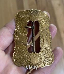 Antique Civil War Era 14k Solid Yellow Gold Union Sash Buckle Engraved 20g