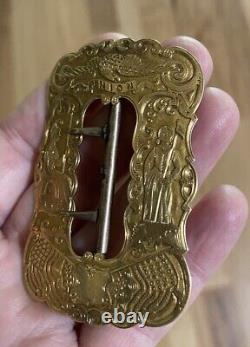 Antique Civil War Era 14k Solid Yellow Gold Union Sash Buckle Engraved 20g