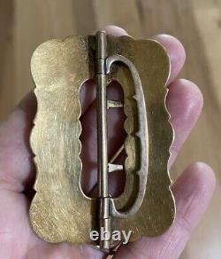 Antique Civil War Era 14k Solid Yellow Gold Union Sash Buckle Engraved 20g