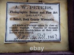 Antique Civil War Era 9th Plate Tintype Photo Man Hand Tinted Gutta Percha Case
