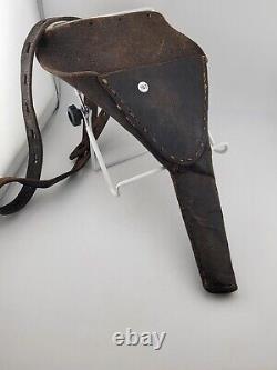 Antique Civil War Era Long Barrel Colt Woodsman Holster W Strap. Black Leather