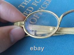Antique Civil War Era Reading Eye Glasses Adjustable Metal Brass Gold Tone