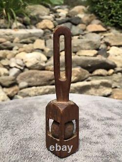 Antique Civil War Era Wood Carved Cage Ball Folk Art Trench POW Early Child Toy