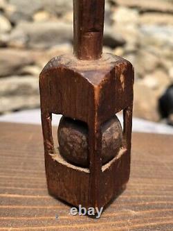 Antique Civil War Era Wood Carved Cage Ball Folk Art Trench POW Early Child Toy