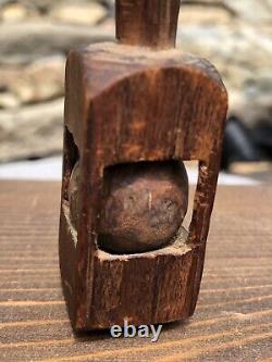 Antique Civil War Era Wood Carved Cage Ball Folk Art Trench POW Early Child Toy
