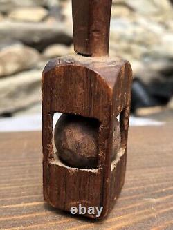 Antique Civil War Era Wood Carved Cage Ball Folk Art Trench POW Early Child Toy