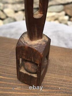 Antique Civil War Era Wood Carved Cage Ball Folk Art Trench POW Early Child Toy