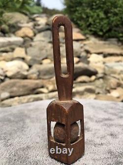 Antique Civil War Era Wood Carved Cage Ball Folk Art Trench POW Early Child Toy