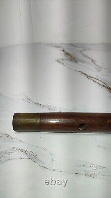 Antique Civil War Era Wooden Fife Flute with Metal Pewter Mouthpiece Cheater