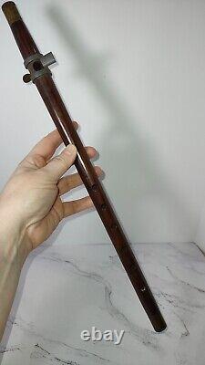 Antique Civil War Era Wooden Fife Flute with Metal Pewter Mouthpiece Cheater
