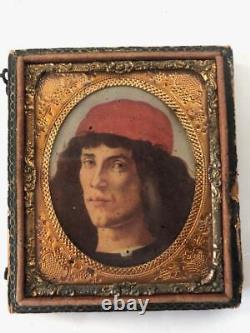 Antique Civil War Era daguerreotype Lot of 6 1/2 cases with1 Tintype Indian withHAT