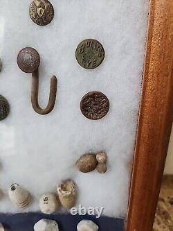 Antique Civil War Relic Bullets CSA Miniballs Buttons Infantry Staff Cuff Coat
