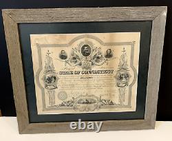 Antique Civil War State of Connecticut Commemoration Certificate in Wood Frame