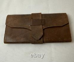 Antique Civil War Wallet, Tri-fold, Brown, Rare, Exceptional