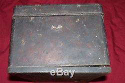 Antique Civil War Wooden Box with Bullet Fragment Old Wood Primitive Chest Army