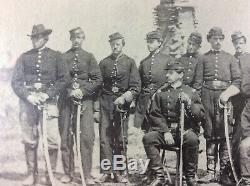 Antique Civil war camp photograph armed Officers swords