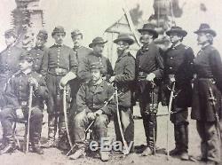 Antique Civil war camp photograph armed Officers swords