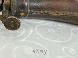 Antique Dog & Duck Design Leather Powder Flask Shot Pouch Civil War Era HTF RARE