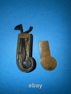 Antique Fleam Small Engraved Brass Civil War Era withLeather Case Functional