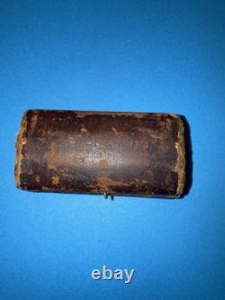 Antique Fleam Small Engraved Brass Civil War Era withLeather Case Functional