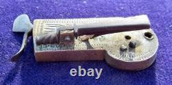 Antique Fleam. Unusual Small Engraved Brass Civil War Era Fleam w Leather Case