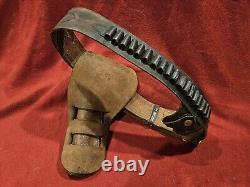 Antique Leather Old West Holster And Early 1900s Military Leather Gun Belt