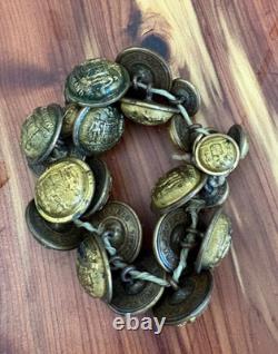 Antique Maryland State Seal Button Bracelet Post-Civil War Folk Art Relic
