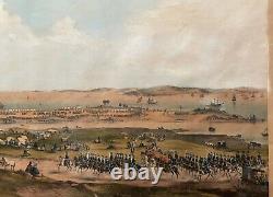 Antique Massachusetts CIVIL WAR Camp on WINTER ISLAND SALEM HARBOR Lithograph