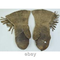 Antique Native American Civil War Scout Indian Fringed Gauntlets Gloves Stars