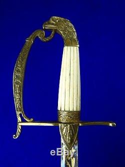 Antique Old 19 Century US Pre Civil War Engraved Officer's Sword with Scabbard