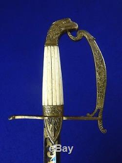 Antique Old 19 Century US Pre Civil War Engraved Officer's Sword with Scabbard