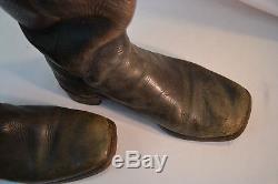 Antique Original CIVIL War Era Black Leather Officers Boots Square Toes