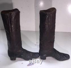 Antique Original Civil War Soldier Leather Boots Confederate Officer Cowboy