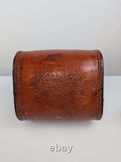 Antique Primitive Leather Water Canteen Shot Pouch Civil War Frontier Wood Plug