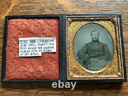 Antique Ruby Ambrotype Photograph Seated Civil War Soldier Gold Tint