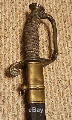 Antique U. S. Civil War M1850 Officers Etched Saber Sword with Scabbard Horstmann