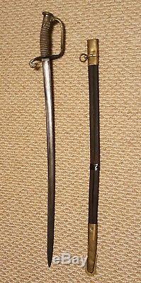 Antique U. S. Civil War M1850 Officers Etched Saber Sword with Scabbard Horstmann